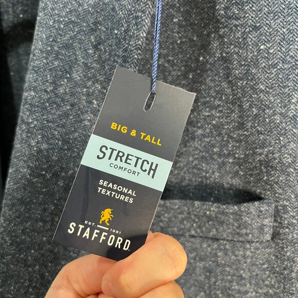 Stafford Big&Tall Mens Classic Fit Sport Coats Suits Navy Size 54 Long - Picture 10 of 14
